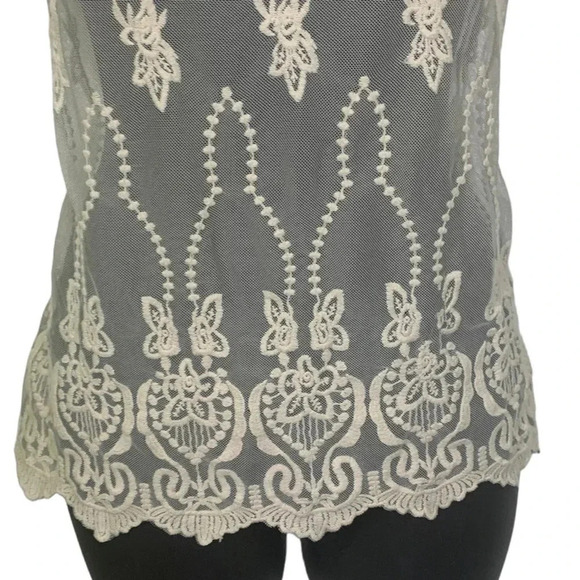 Embroidered Sheer Lace Top - Picture 2 of 5